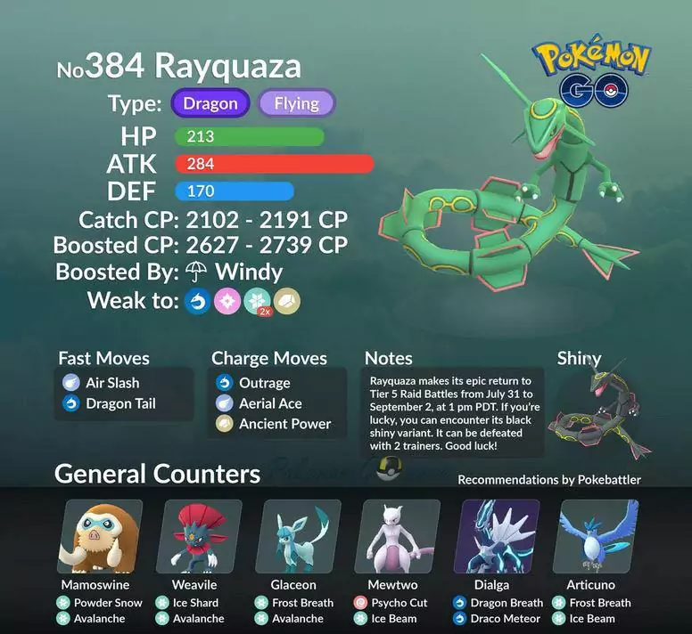 วิธีเอาชนะ Rayquaza ในตำนานใน Pokemon GO