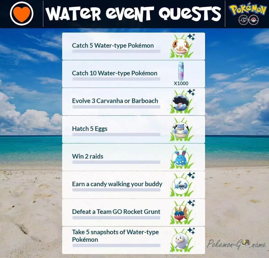 Pokémon GO Water Event Quests