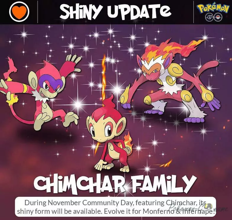 Shiny Chimchar, Monferno and Infernape