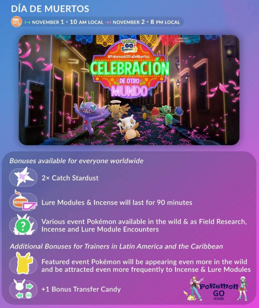 Guía de eventos de Pokémon GO Dia de Muertos 2021