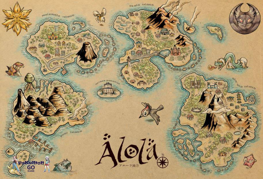Регион Alola в Pokemon GO – карта 7 поколения Покемонов