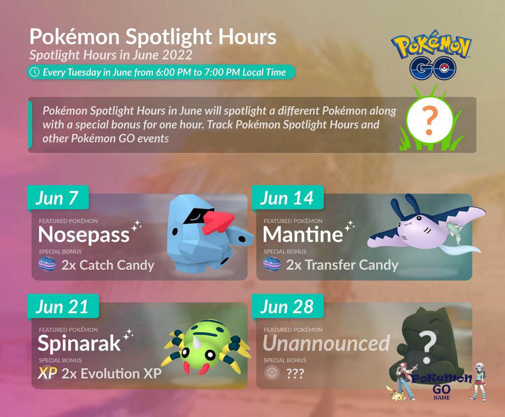Spotlight Hours in June 2022 PokemonGO.Name
