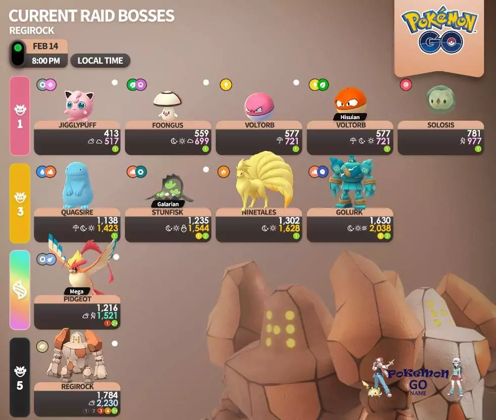 Rejirock in Pokemon GO Februar 2023-Raids