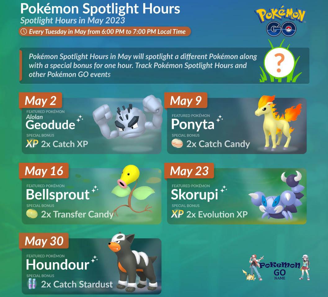 Maj 2023 Spotlight Hours PokemonGO.Name