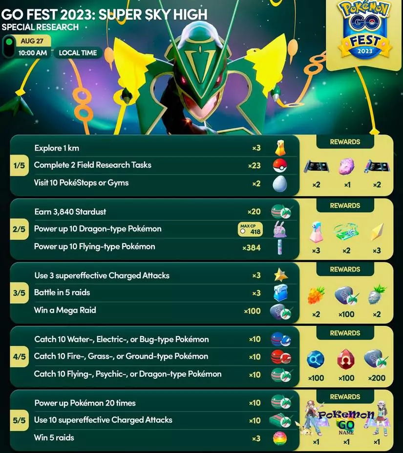 Guia Super Sky High de pesquisa especial do Mega Pokémon Rayquaza