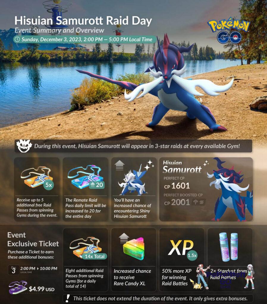 Pokemon GO Hisuian Samurott Raid Day Event Guide