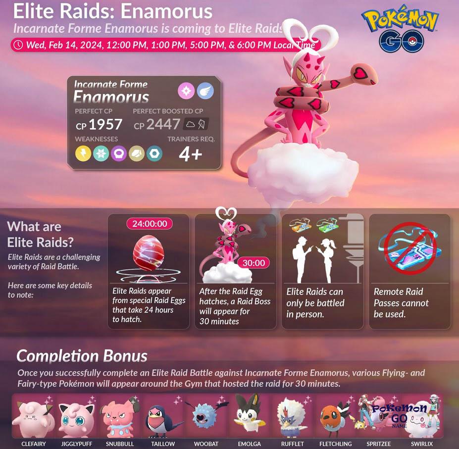 Pokemon GO Incarnate Enamorus Elite Raid Day Event Guide